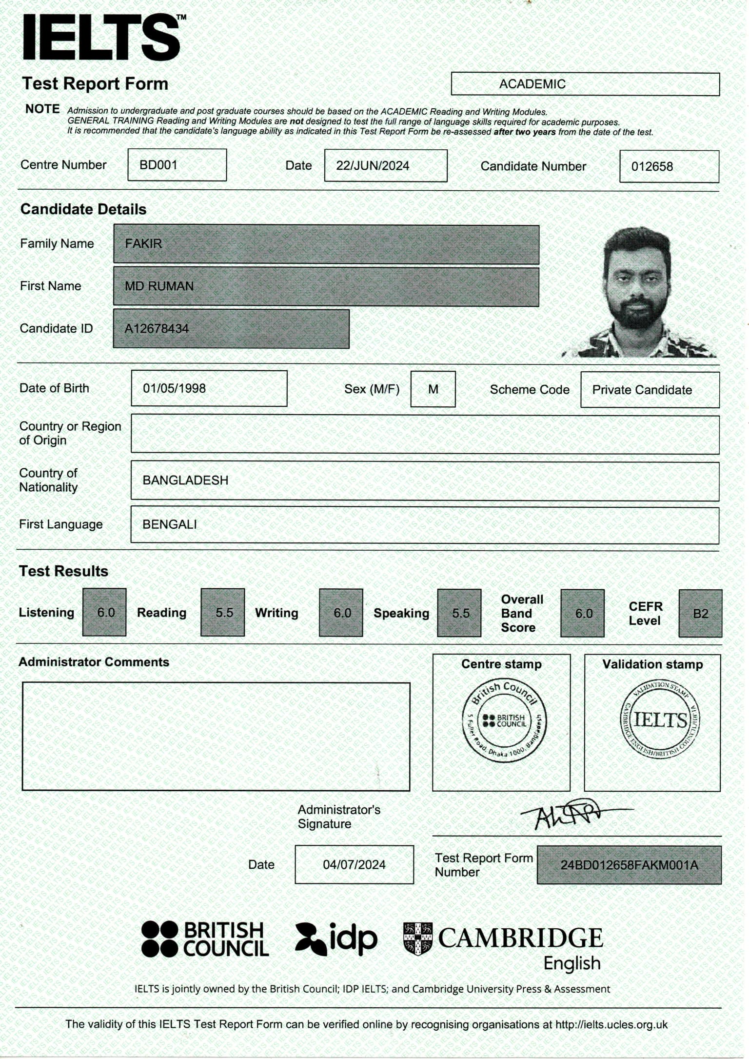 IELTS Certificate
